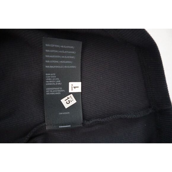 Maeve x Anthropologie Women's Sz M Black Ribbed Knit Stretch Crew Neck S/S Top - Picture 4 of 5